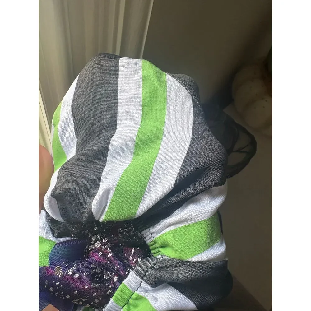 Girls Clown Costume Small Neon Glow In the Dark Halloween Dress Up